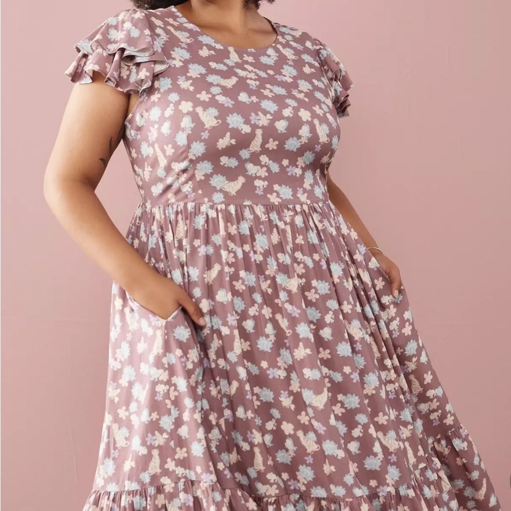 Her Universe Disney Princess Floral Sidekicks Allover Print Dress Purple Size 2